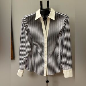 Brooks Brothers Navy and White Striped Shirt
